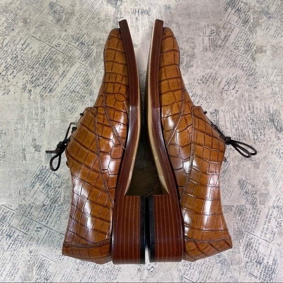Juno Italian lace up  Oxford croc embossed leather shoes - Picture 7 of 15